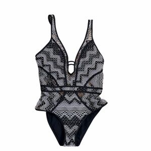 BECCA Women's Show & Tell Crochet Plunge One Piece Swimsuit
